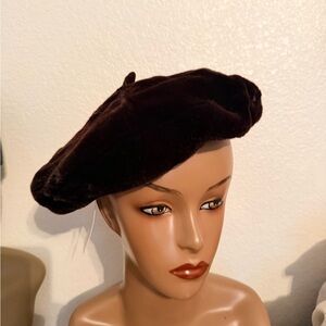 Gilly Forge for Neiman Marcus-Rich Brown Velvet Beret